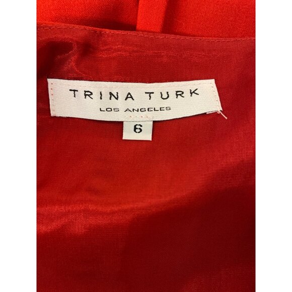 Vintage Y2K Trina Turk Los Angeles Red Pleated Skirt With Button Details Size 6 - Picture 8 of 8